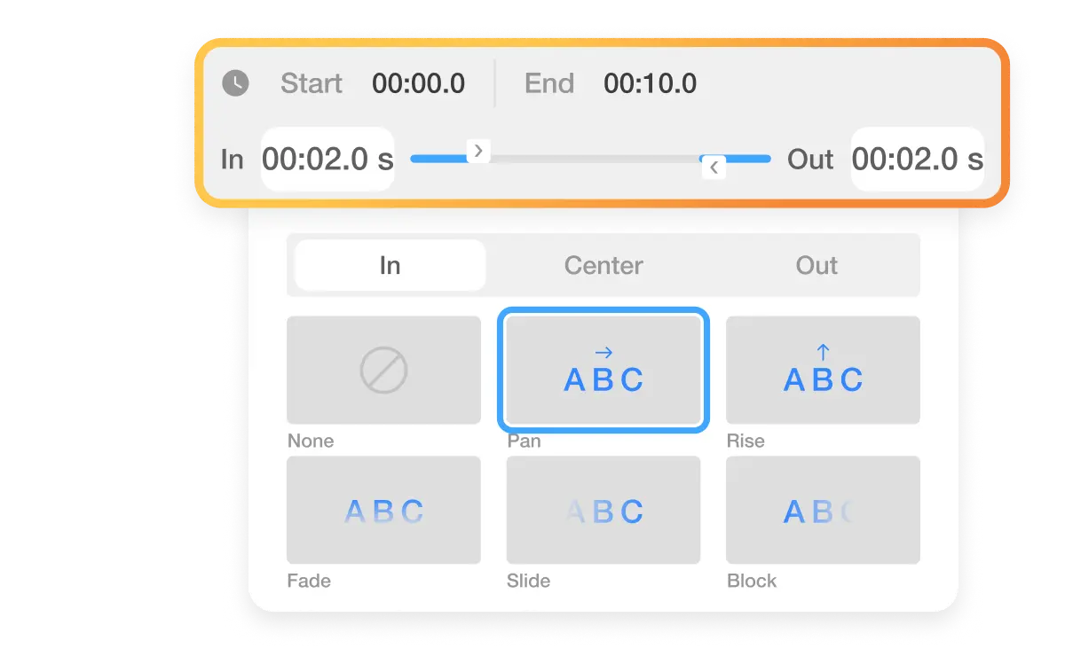 Video text animation lets you control timing by setting when text appears, disappears, and how long it stays on screen.